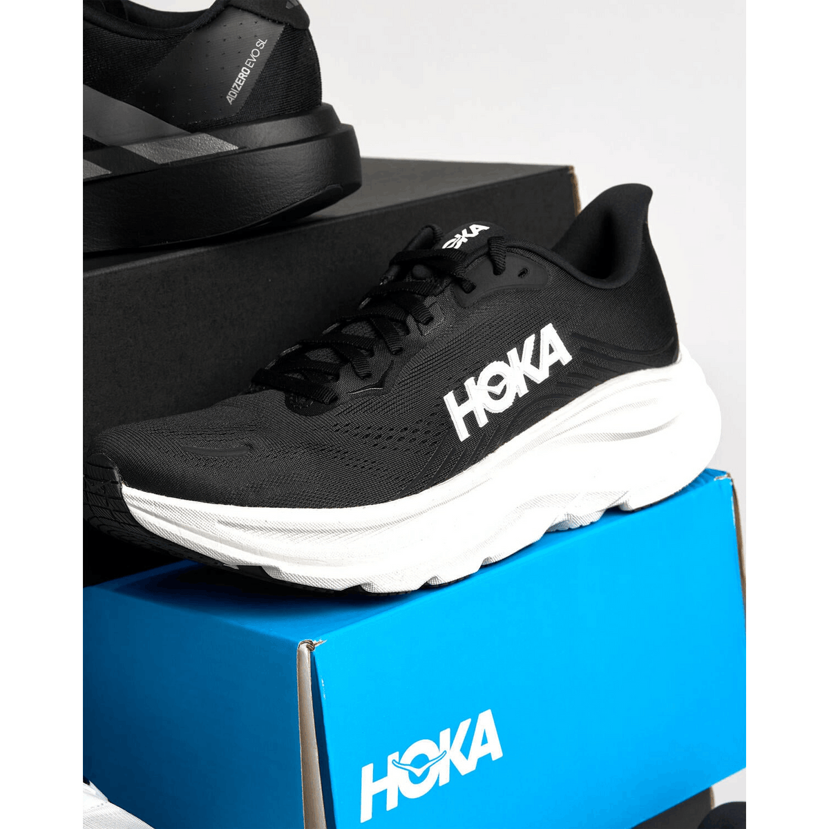 Hoka One One Clifton 11 Black and White, Men's Fashion Sneakers, New