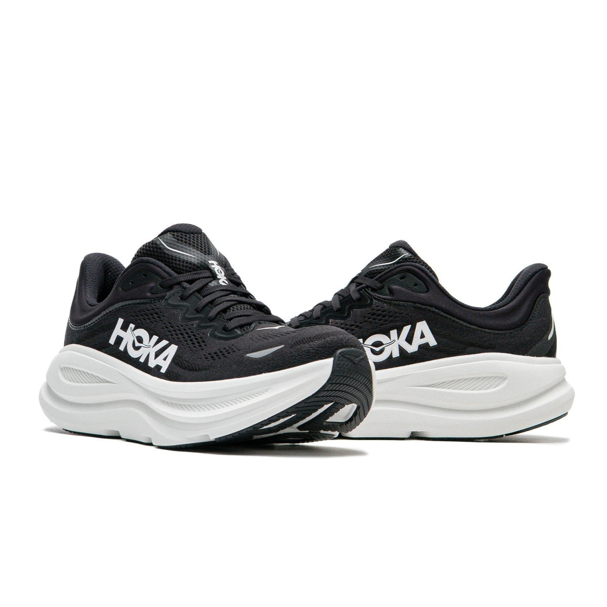Hoka One One Bondi 9 Black and White 1162011-BWHT Men's Fashion Sneakers, New