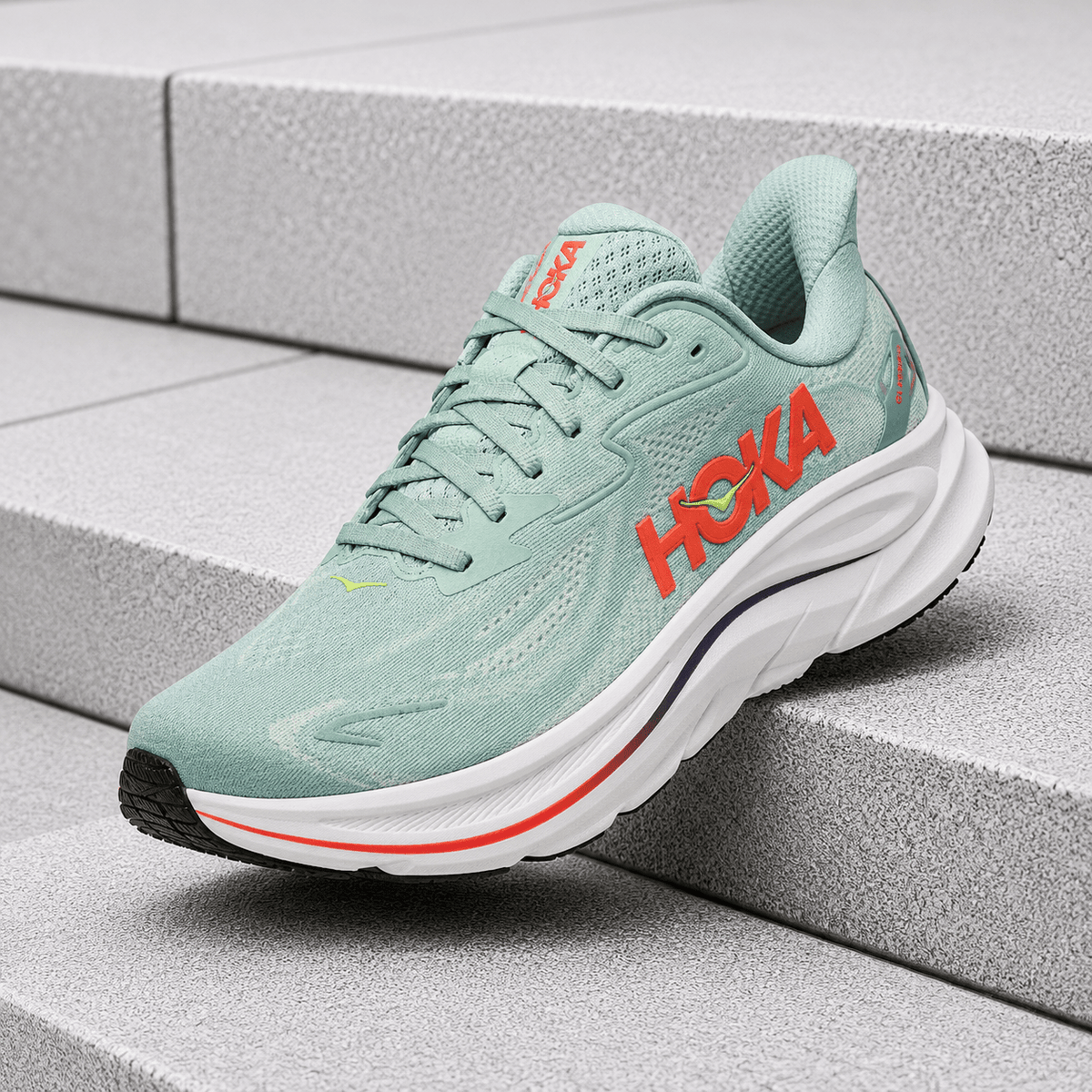 Hoka One One Clifton 10 Sage Neon Flame 1162030-SGNN Men's Fashion Sneakers, New