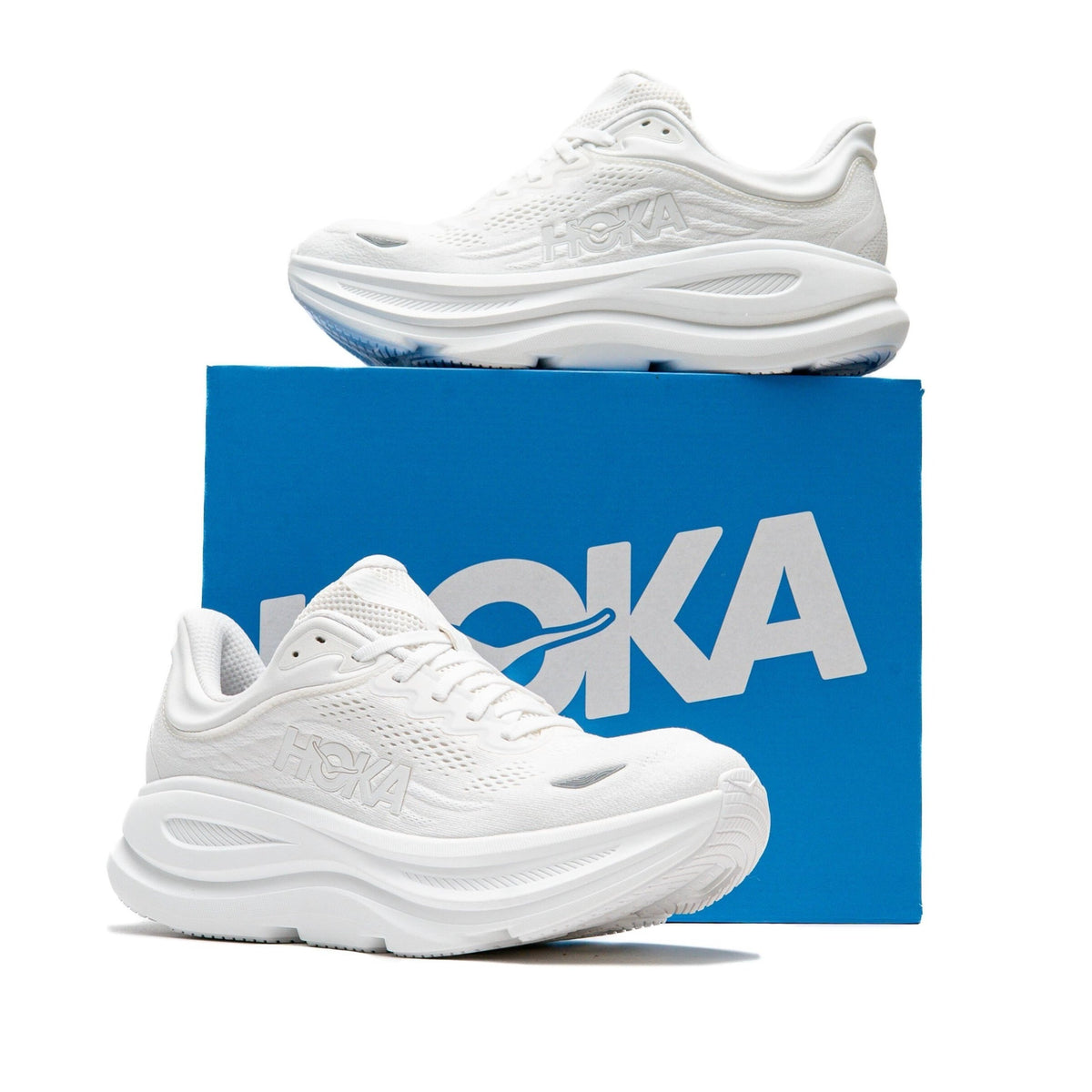 Hoka One One Bondi 9 White 1162011-WWH Men's Fashion Sneakers, New