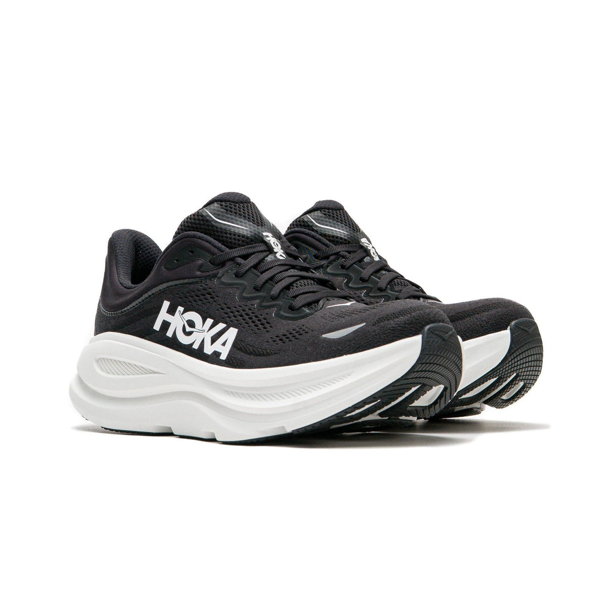 Hoka One One Bondi 9 Black and White 1162011-BWHT Men's Fashion Sneakers, New