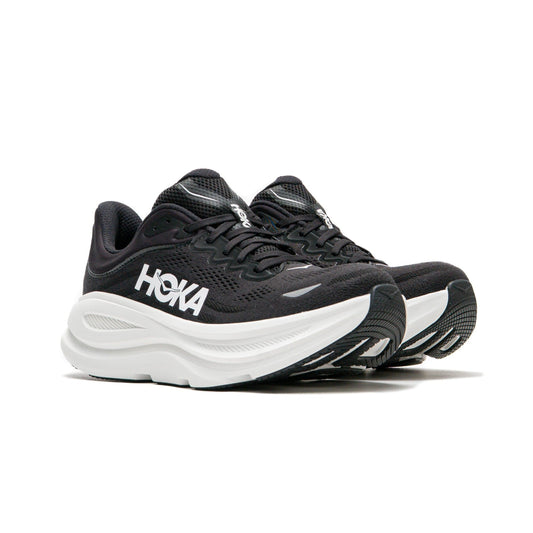 Hoka One One Bondi 9 Black and White 1162011-BWHT Men's Fashion Sneakers, New