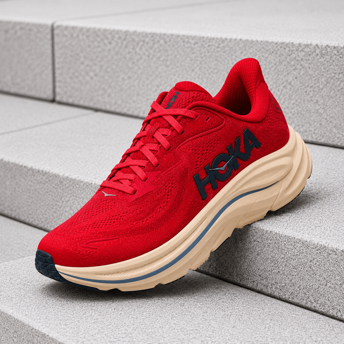 Hoka One One Clifton 10 Vermillion Varsity Navy 1162030-VLLN Men's Fashion Sneakers, New